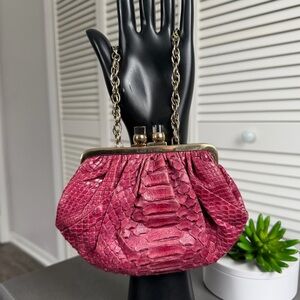 Vintage Kate Spade Exotic Snakeskin Pink Kiss lock coin purse mini handbag